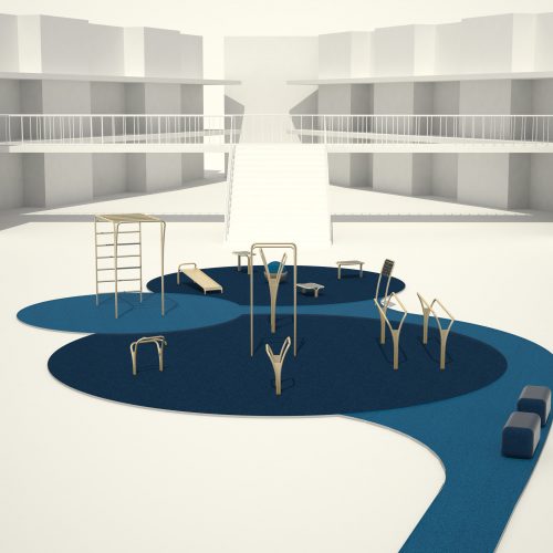 Udendørs træningspark til boligområder i 3D visualisering